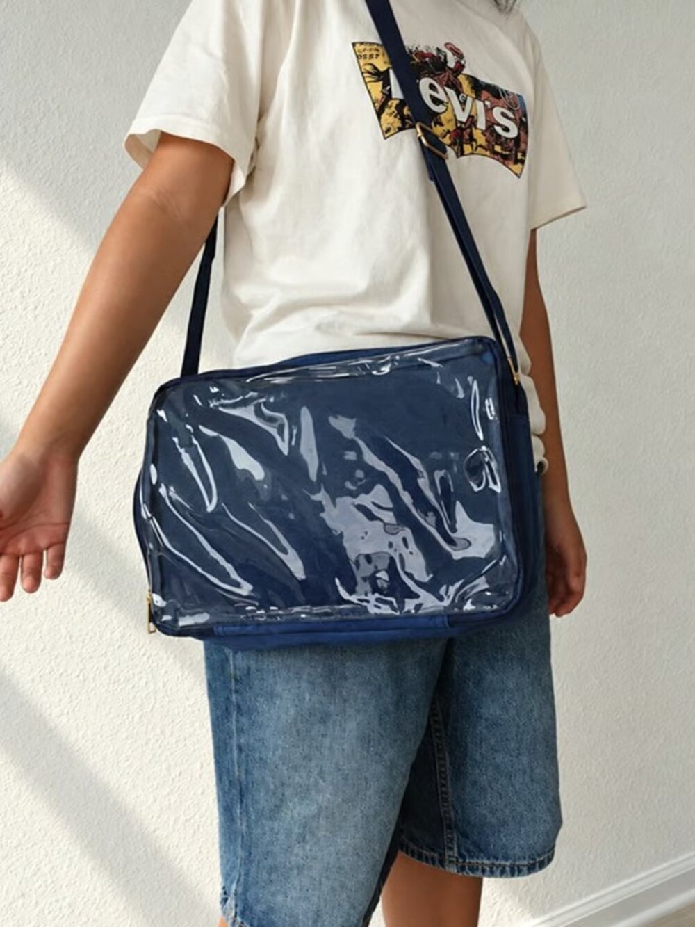NAVY Anime Ita Bag Crossbody Kawaii Messenger Bag Y2K Pin Display ItaBag